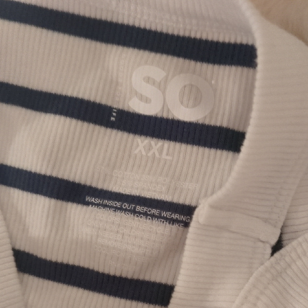 SO Navy and White Striped Top - Picture 2 of 2